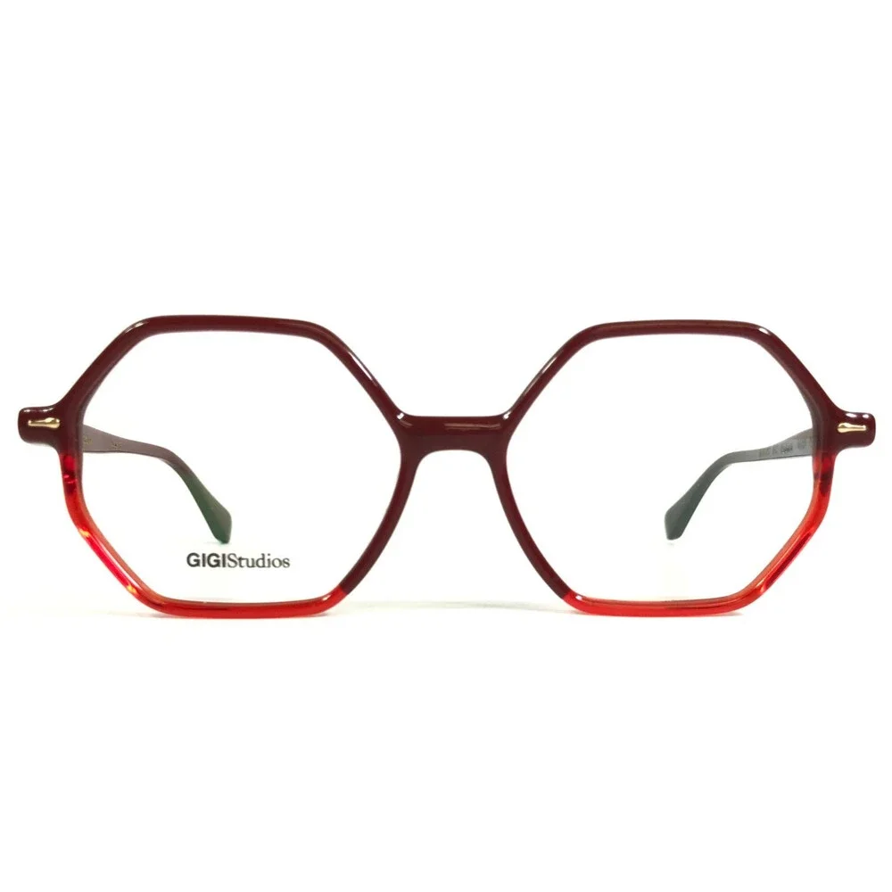Gigi Studios Eyeglasses Frames ZOE 6603/0 Red Heptagonal Full Rim 50-15-135